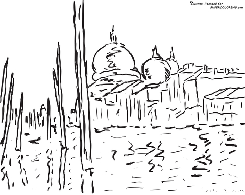 Venice By Claude Monet  Coloring Page